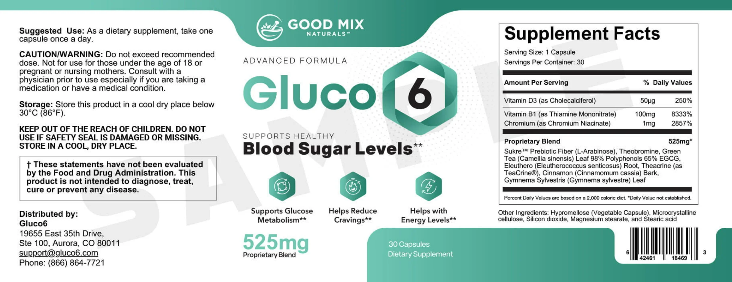 Gluco6 supplement facts